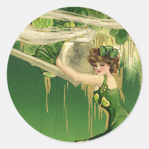  St. Patrick's Day, Lady Pipe Smoke Swirls Ronde Sticker
