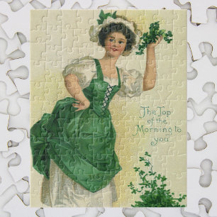  St. Patrick's Day Lass, Lucky Shamrocks Legpuzzel