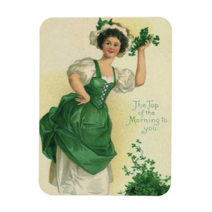  St. Patrick's Day Lass, Lucky Shamrocks Magneet