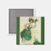 St. Patrick's Day Lass, Lucky Shamrocks Magneet (Voorkant / Achterkant)