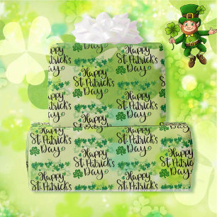 St. Patrick's Day Lente Groene Klaver Cadeaupapier