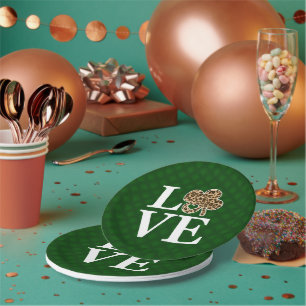St Patricks Day Leopard Love Shamrock Papieren Bordje