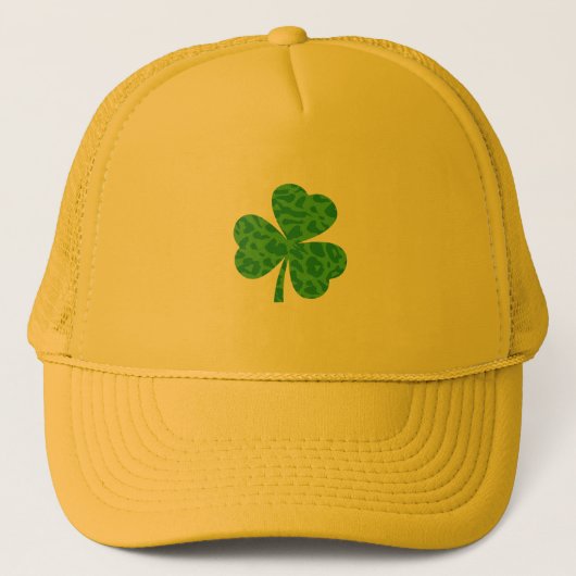 St. Patrick's Day Leopard Shamrock Trucker Hat Pet (Voorkant)