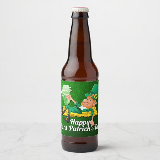 St Patrick's Day Leprechaun Bier Etiket (Voorkant)