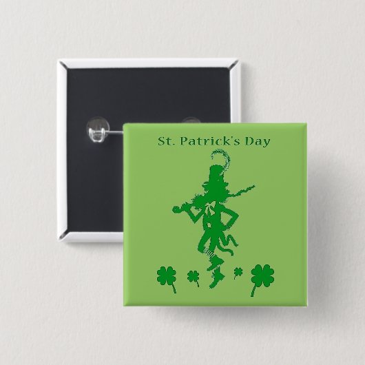 St. Patrick's Day Leprechaun Button (Voorkant /achterkant)