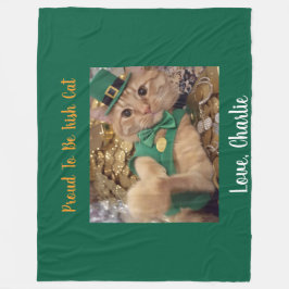 St Patrick's Day Leprechaun Cat  Fleece Deken