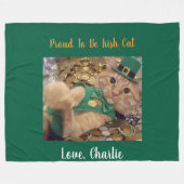 St Patrick's Day Leprechaun Cat  Fleece Deken (Voorkant (Horizontaal))