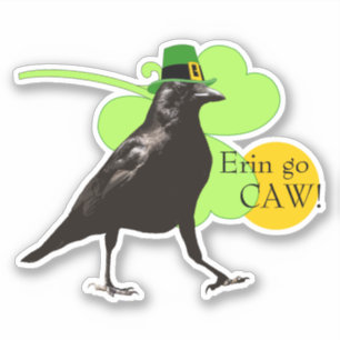 St. Patrick's Day Leprechaun Crow Pun Erin Go Caw Sticker