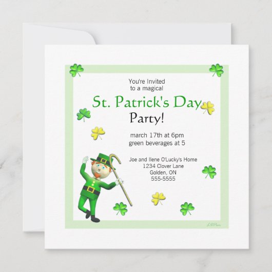 St. Patrick's Day Leprechaun en Shamrocks Kaart (Voorkant)