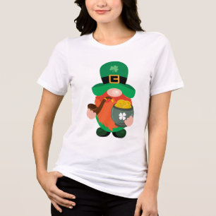 St. Patrick's Day Leprechaun Gnome Pot of Gold Tri-Blend Shirt