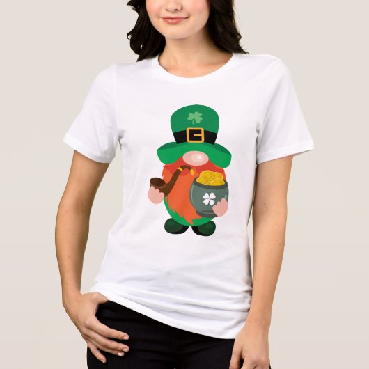 St. Patrick's Day Leprechaun Gnome Pot of Gold Tri-Blend Shirt (Voorkant)