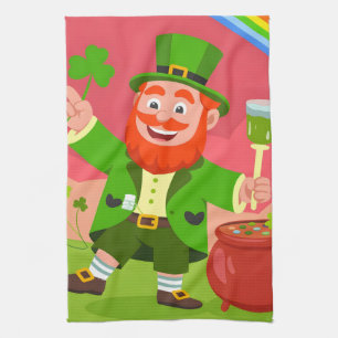 St. Patrick's Day Leprechaun Illustratie Theedoek