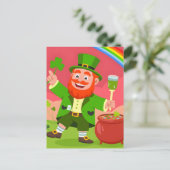 St. Patrick's Day Leprechaun Illustration  Briefkaart (Staand voorkant)