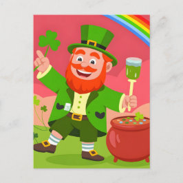 St. Patrick's Day Leprechaun Illustration  Briefkaart