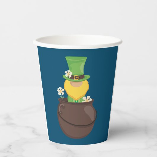 St. Patrick's Day Leprechaun in Pot of Gold Papieren Bekers (Voorkant)