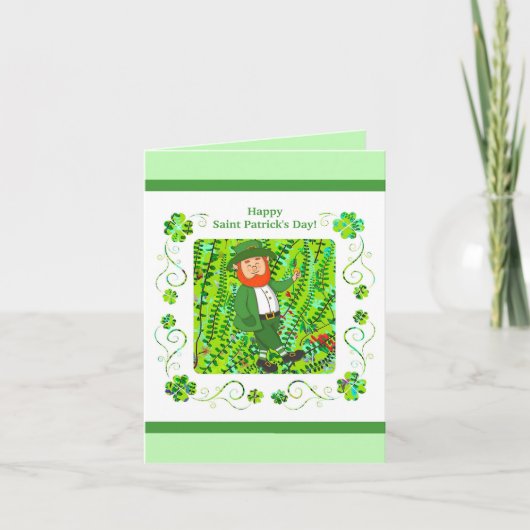 St.Patrick's Day Leprechaun & Irish Blessing Kaart (Voorkant)