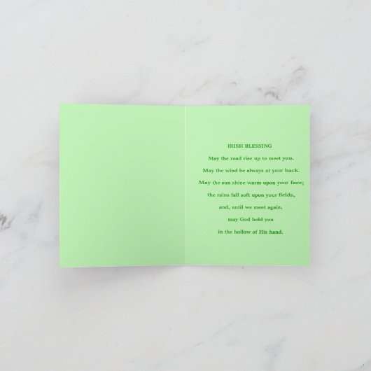 St.Patrick's Day Leprechaun & Irish Blessing Kaart (Binnen)