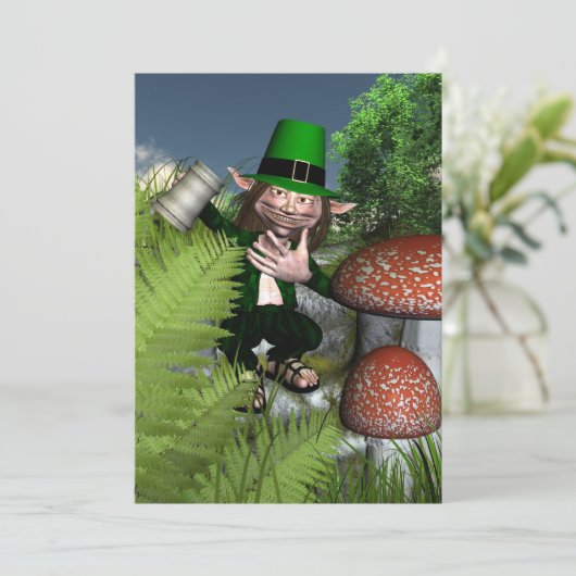 St Patrick's Day Leprechaun Kaart (Staand voorkant)