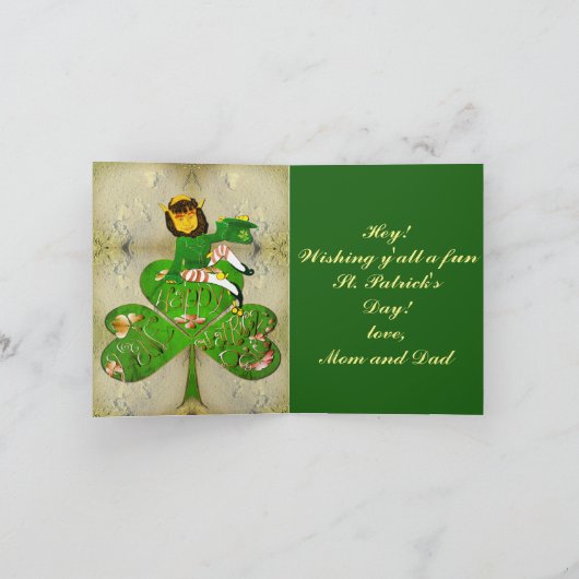 St. Patrick's Day Leprechaun Kaart (Binnen)