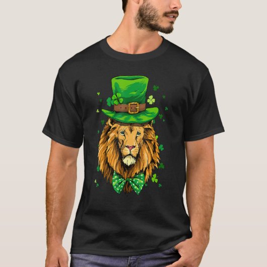 St Patrick's Day Leprechaun Lion Shamrock Lion  Ir T-shirt (Voorkant)