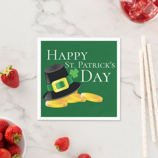 St. Patrick's Day Leprechaun Pet & Gold Coins Servetten (Insitu)