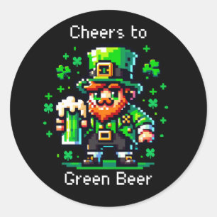 St Patrick's Day Leprechaun   Proost op groen bier Ronde Sticker