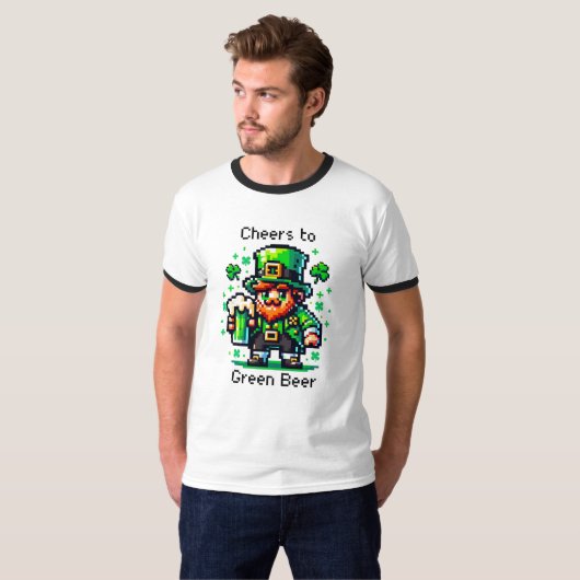 St Patrick's Day Leprechaun | Proost op groen bier T-shirt (Voorkant volledig)
