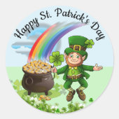 St. Patrick's Day Leprechaun Rainbow Large Ronde Sticker (Voorkant)