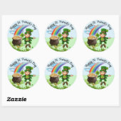 St. Patrick's Day Leprechaun Rainbow Large Ronde Sticker (Vel)