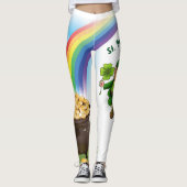 St. Patrick's Day Leprechaun Rainbow Pot of Gold Leggings (Voorkant)