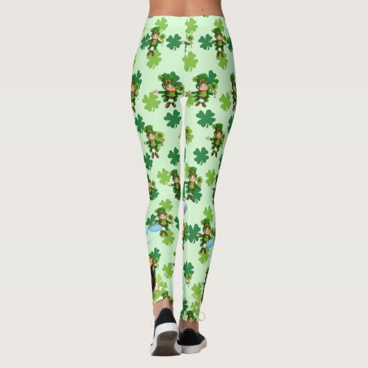 St. Patrick's Day Leprechaun Rainbow Shamrocks Leggings (Achterkant)