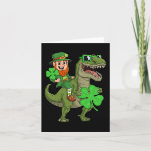 St Patricks Day Leprechaun Riding T Rex Fun Dino B Kaart