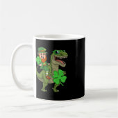 St Patricks Day Leprechaun Riding T Rex Fun Dino B Koffiemok (Links)