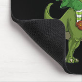 St Patricks Day Leprechaun Riding T Rex Fun Dino B Muismat (Hoek)