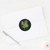 St Patricks Day Leprechaun Riding T Rex Fun Dino B Ronde Sticker (Envelop)