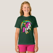 St Patricks Day Leprechaun Riding Unicorn T-shirt (Voorkant volledig)