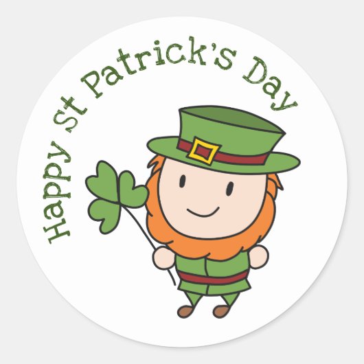 St Patrick's Day Leprechaun Ronde Sticker (Voorkant)