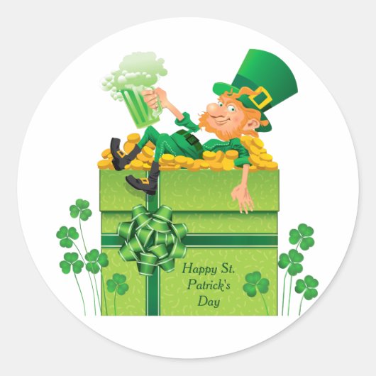 St. Patrick's Day Leprechaun Ronde Sticker (Voorkant)