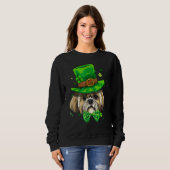 St Patrick's Day Leprechaun Shamrock Shih Tzu Iris Trui (Voorkant volledig)