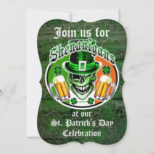St. Patrick's Day Leprechaun Skull: Shenanigans Kaart (Voorkant)