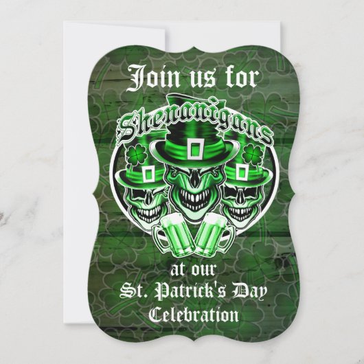 St. Patrick's Day Leprechaun Skulls: Shenanigans Kaart (Voorkant)