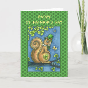ST. PATRICKS DAY LEPRECHAUN SQUIRREL, LUCKY IRISH FEESTDAGEN KAART