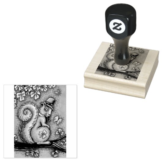 ST. PATRICK'S DAY LEPRECHAUN SQUIRREL RUBBER STEMP 	RUBBERSTEMPEL (Gestempeld)