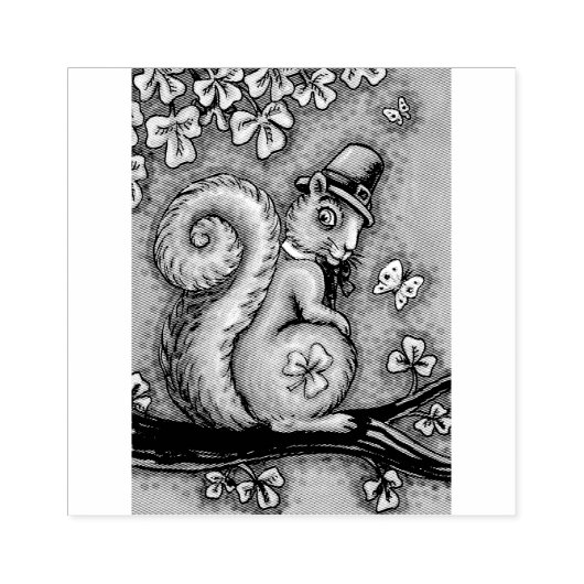 ST. PATRICK'S DAY LEPRECHAUN SQUIRREL RUBBER STEMP 	RUBBERSTEMPEL (Afrduk)