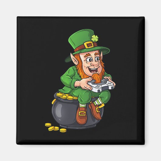 St Patricks Day Leprechaun Video Game Controller B Magneet (Voorkant)