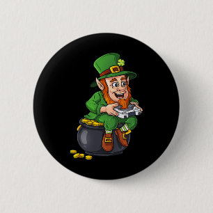 St Patricks Day Leprechaun Video Game Controller B Ronde Button 5,7 Cm