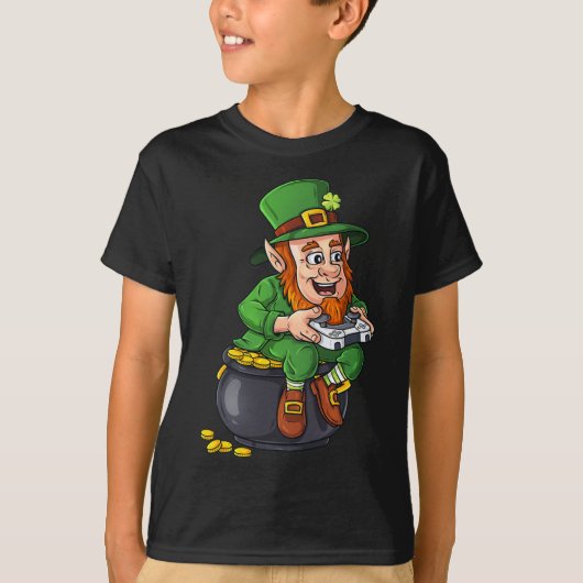 St Patricks Day Leprechaun Video Game Controller B T-shirt (Voorkant)