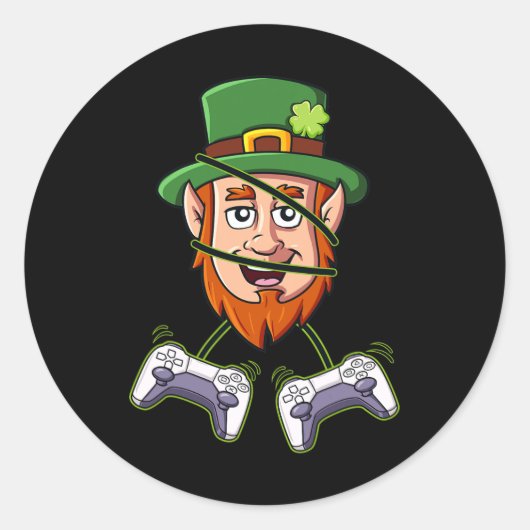 St Patricks Day Leprechaun-videospelcontrollers Ronde Sticker (Voorkant)