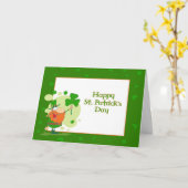 St. Patrick's Day Leprechaun w. Shamrock Kaart (Gele Bloem)