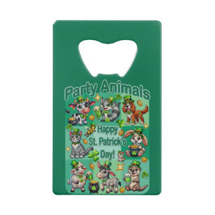 St. Patrick's Day Leuke en Schattige "Party Animal Kredietkaart Flessenopener